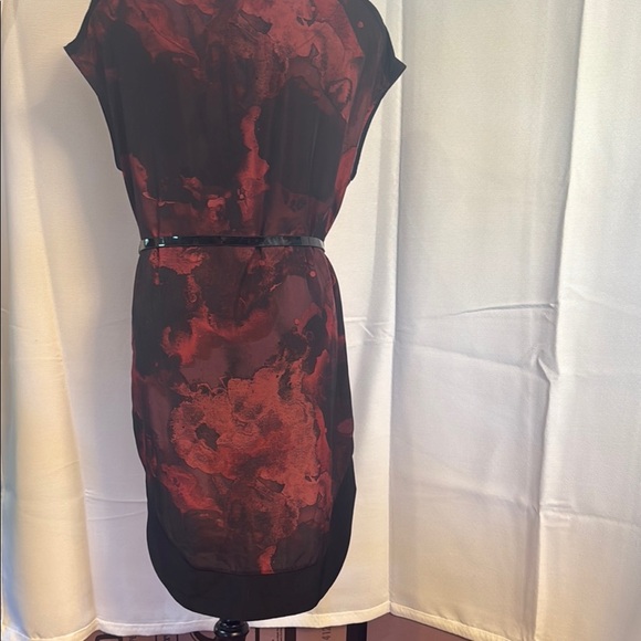 Mossimo Red & Black Raglan Sleeve Mini Dress Med, zippered pockets & belt. - Picture 6 of 12